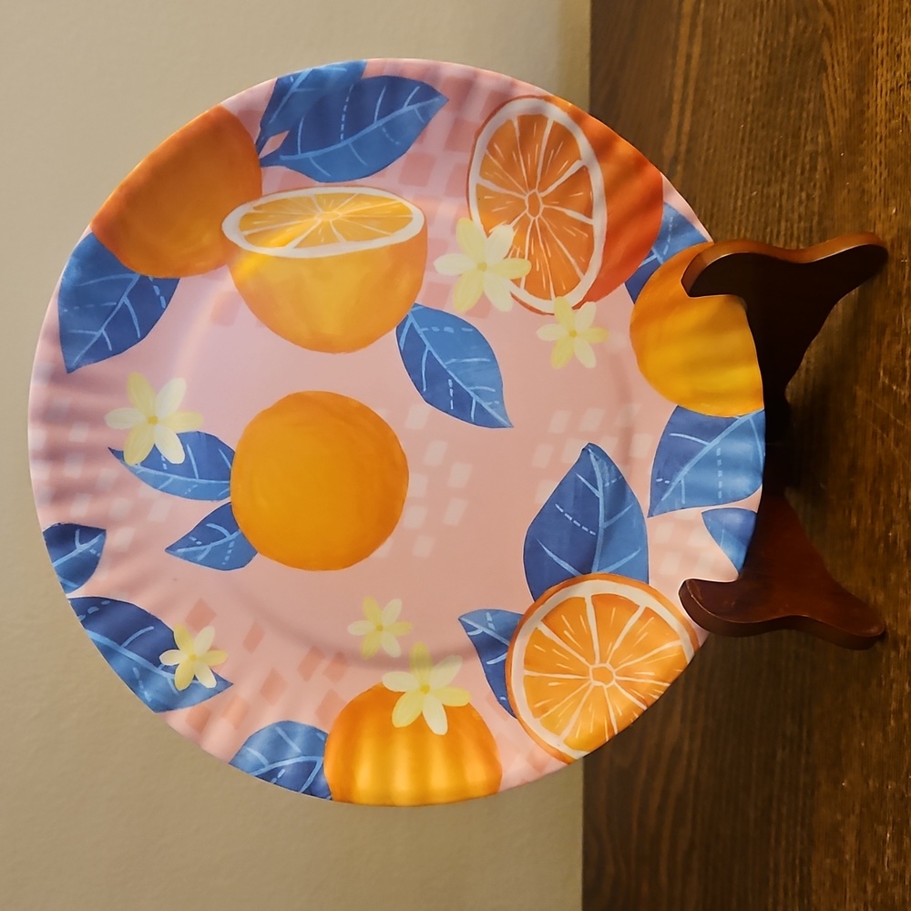 3 For $10 Oranges Print Melamine Plate. Approx 8".